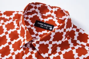 Mens Printed Dress Shirts 4-Way Stretch Long Sleeve Wrinkle Free Floral Casual Button Down Shirt