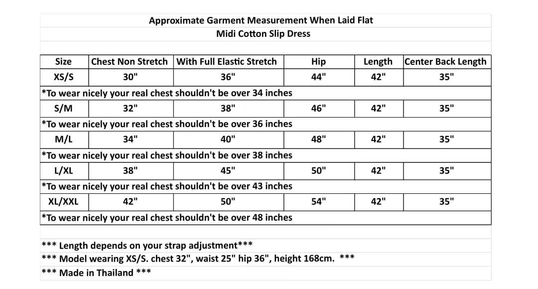 Midi Length Cotton Full Slip Under Dress Adjustable Spaghetti Strap Undergarment Nightwear (XL/XXL, White)