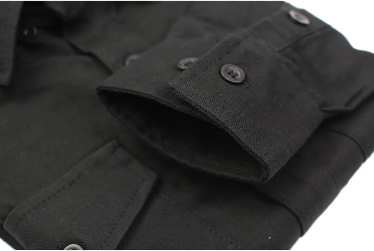 Milwaukee Leather MNG11655 Men's Solid Black Long Sleeve Cotton Flannel Shirt
