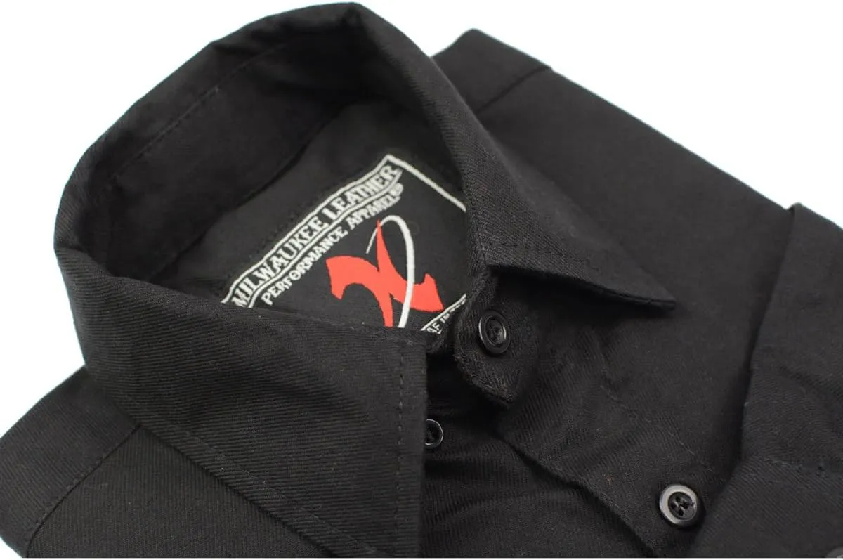 Milwaukee Leather MNG11655 Men's Solid Black Long Sleeve Cotton Flannel Shirt