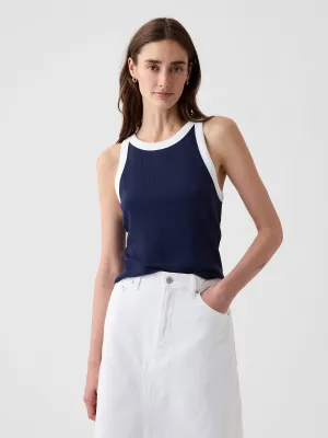 Modern Rib Cropped Halter Top