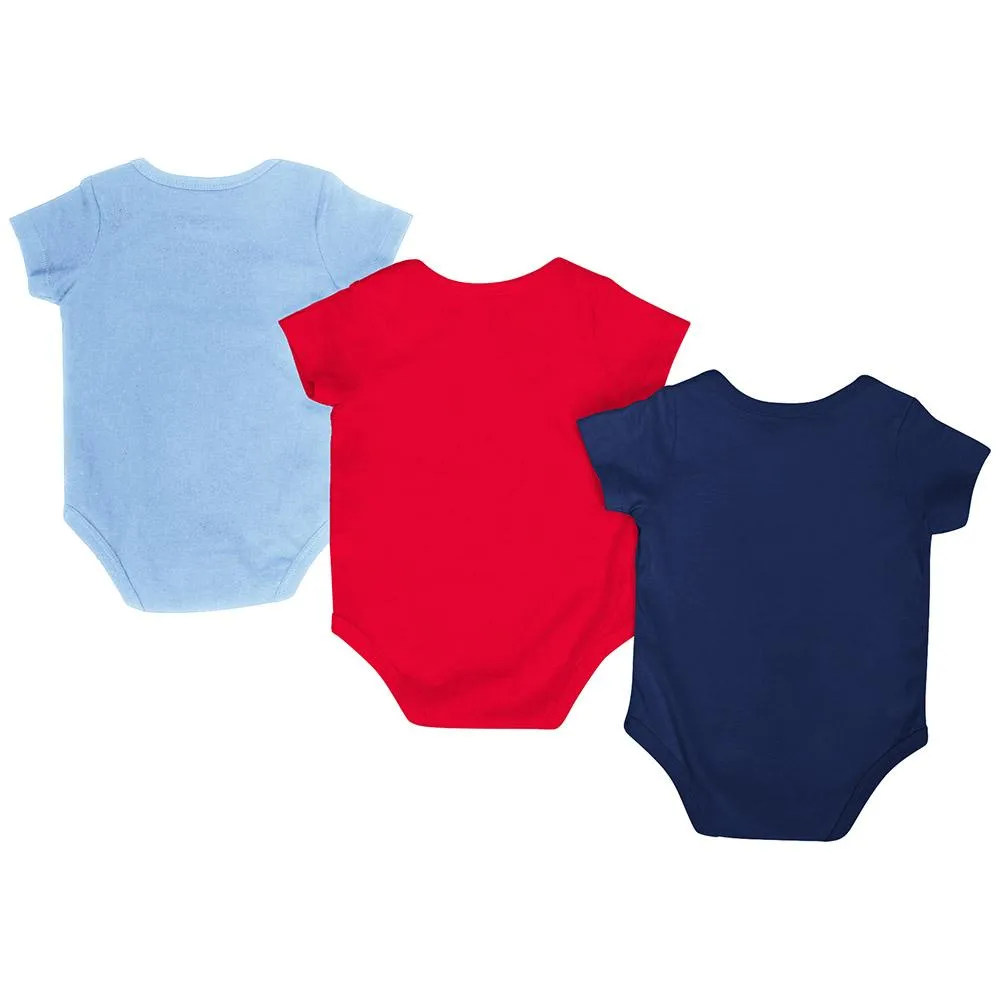 Ole Miss Rebels Colosseum Red White Gray Infant One Piece Outfits - 3 Pack