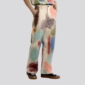 Painted denim pants
 for women