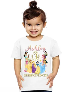 PARTY SHOP Customizable Shirts for a Princesses Themed Birthday. Add Any Name and Age. Family Matching Shirts.