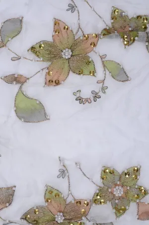 Pastel Green Embroidered Organza Silk 74 Fabric