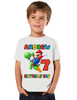 Personalized Mario Birthday Shirt, Add Any Name and Age, Custom Shirts for a Mario Birthday Party, Family Matching Shirts.