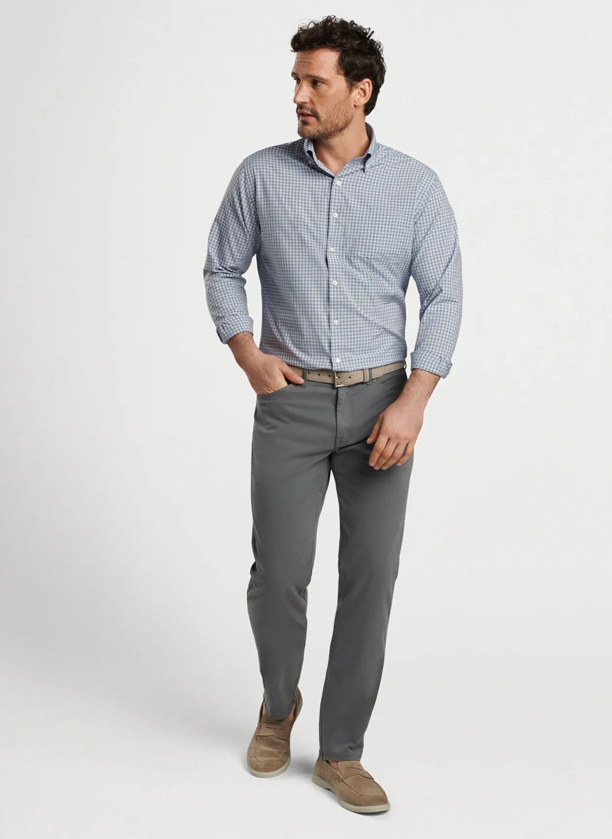 Peter Millar Murray Performance Poplin Sport Shirt-Navy