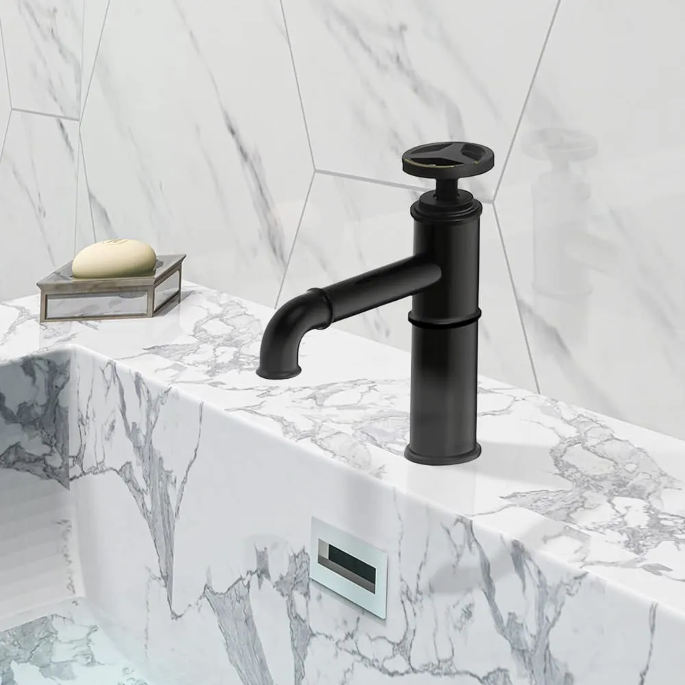 Plantex Pure Brass Single Lever HOT & Cold Water Basin Mixer/Table Top Basin Tap - (Matt Black Finish)