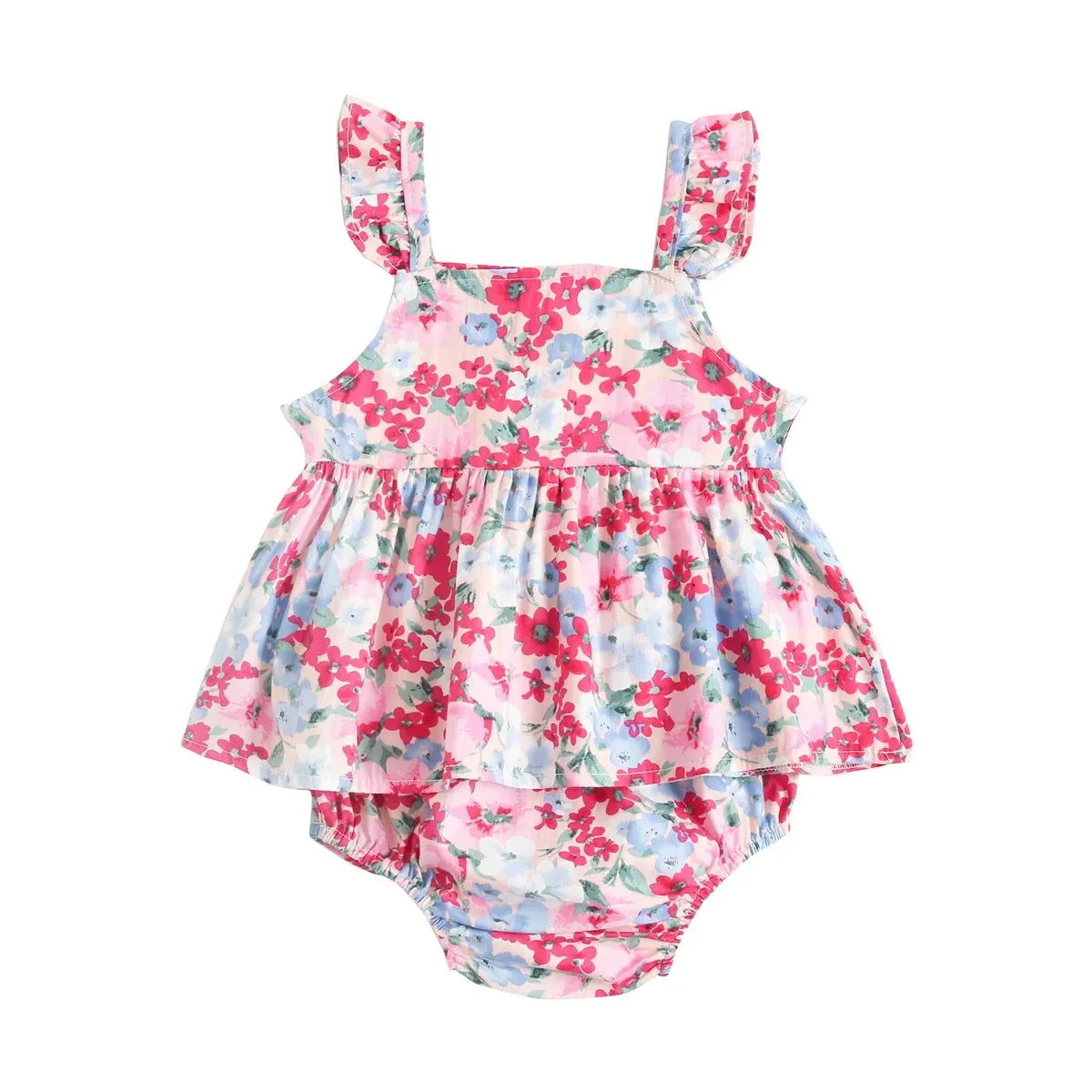 Pretty Floral Sleeveless Tops and Shorts Sets