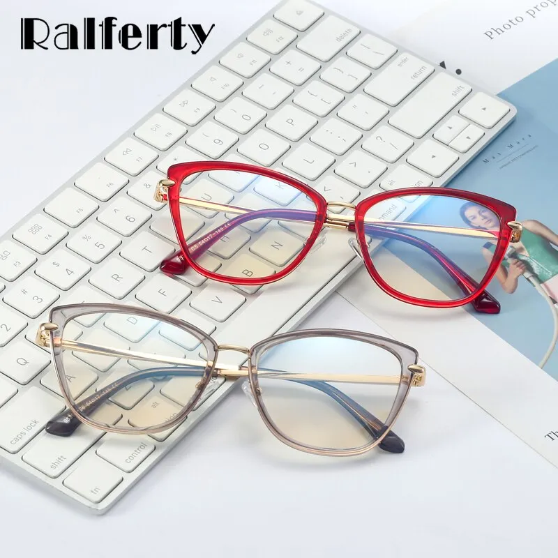 Ralferty Women's Eyeglasses Cat Eye Anti Blue Light F95290
