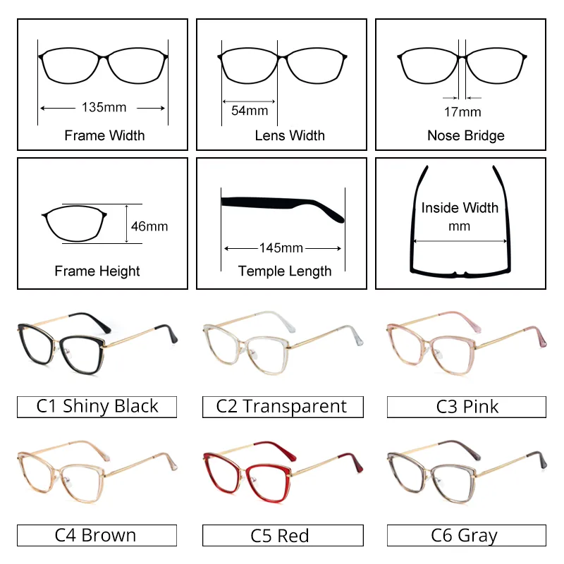 Ralferty Women's Eyeglasses Cat Eye Anti Blue Light F95290