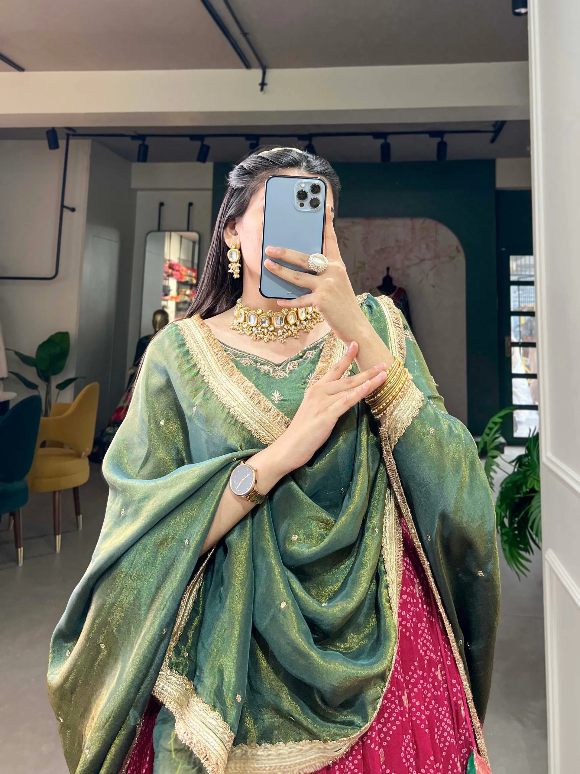 Rani Pink Pure Viscose Jacquard Lehenga Choli with Zardosi Work