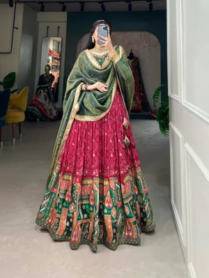 Rani Pink Pure Viscose Jacquard Lehenga Choli with Zardosi Work