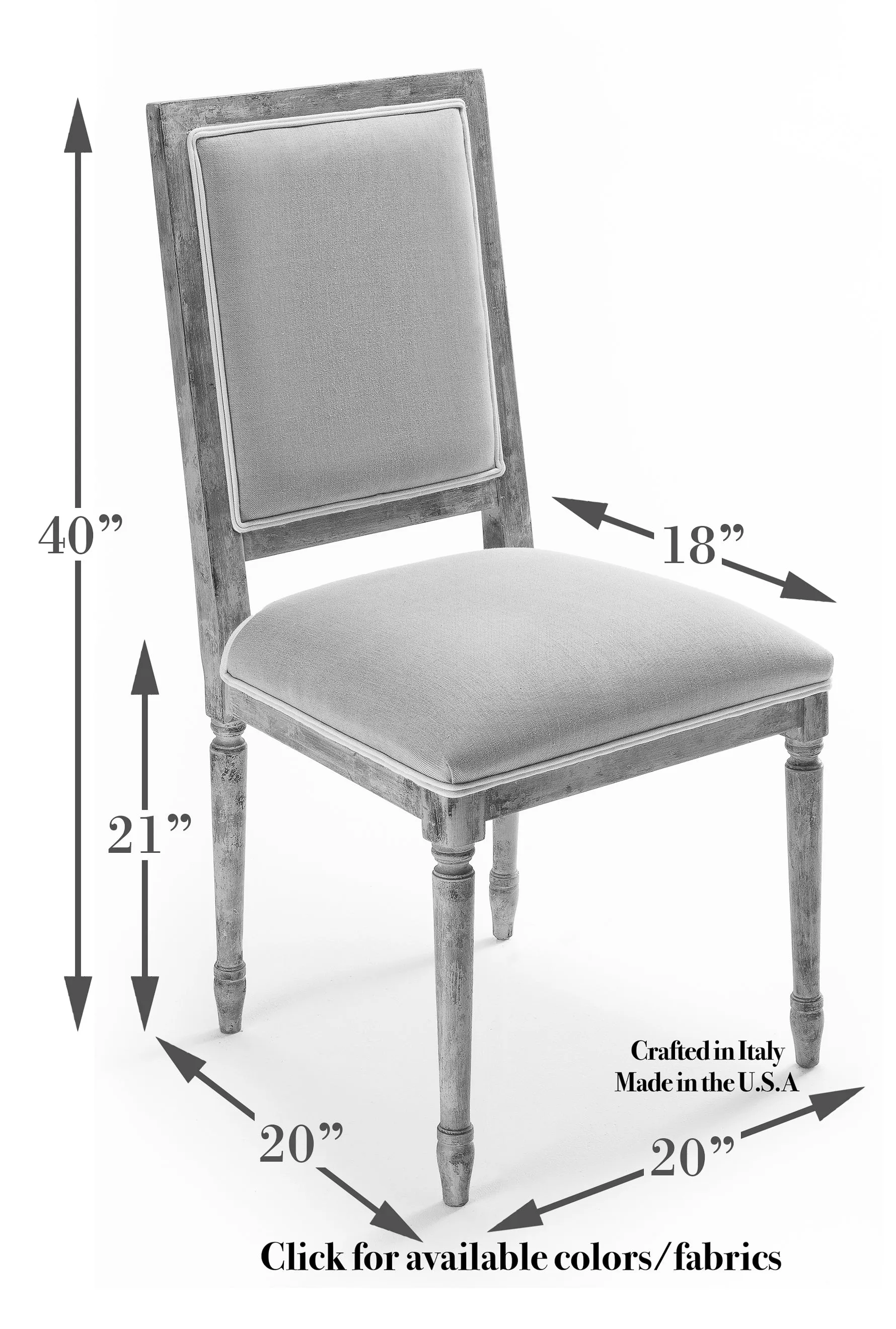 Sarreid - Square Back S/Chair Sim Stucco  Charcoal - Traditional