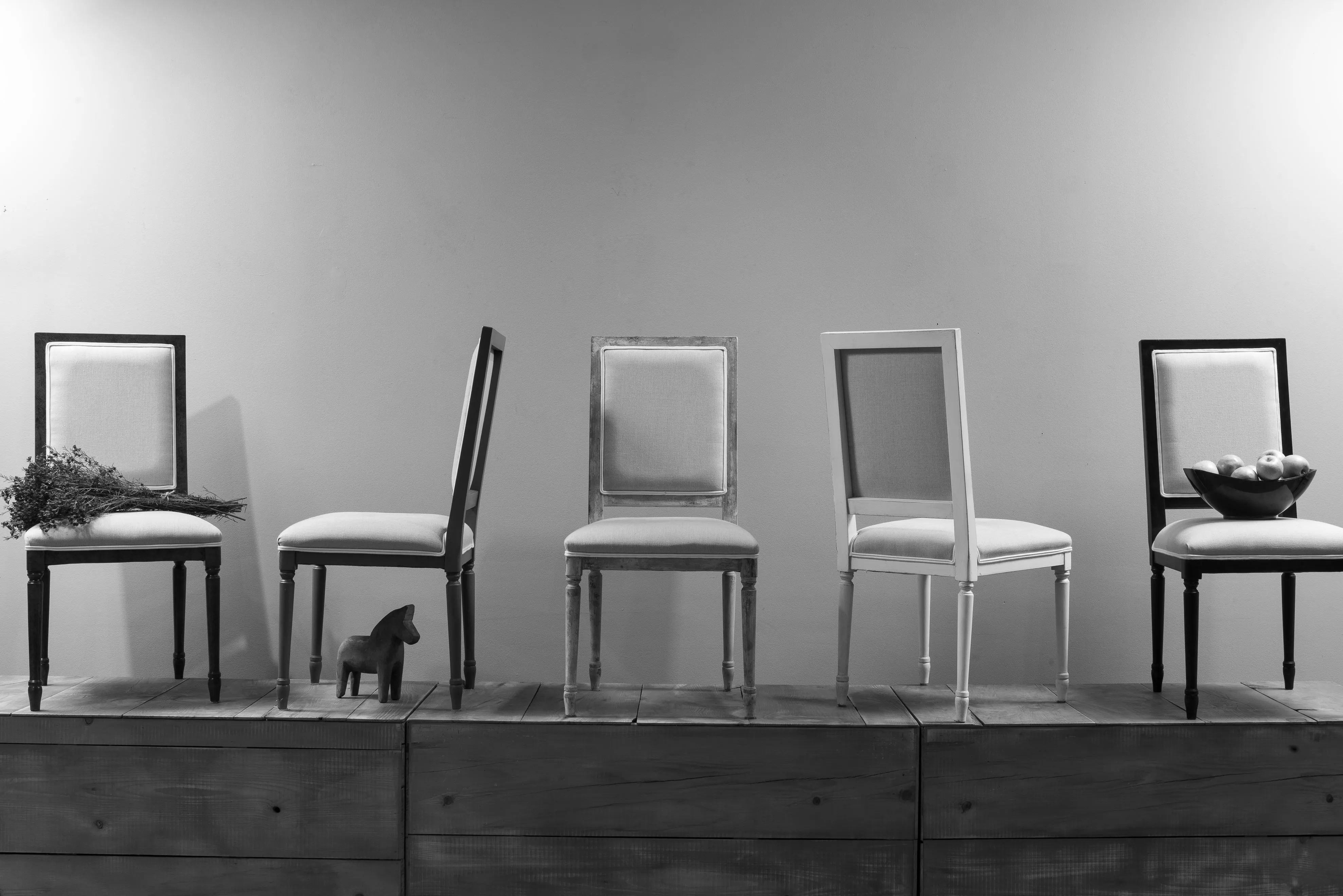 Sarreid - Square Back S/Chair Sim Stucco  Charcoal - Traditional