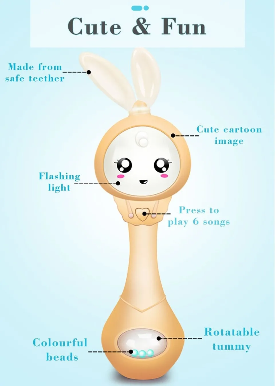 Sound & Light Bunny Rattle