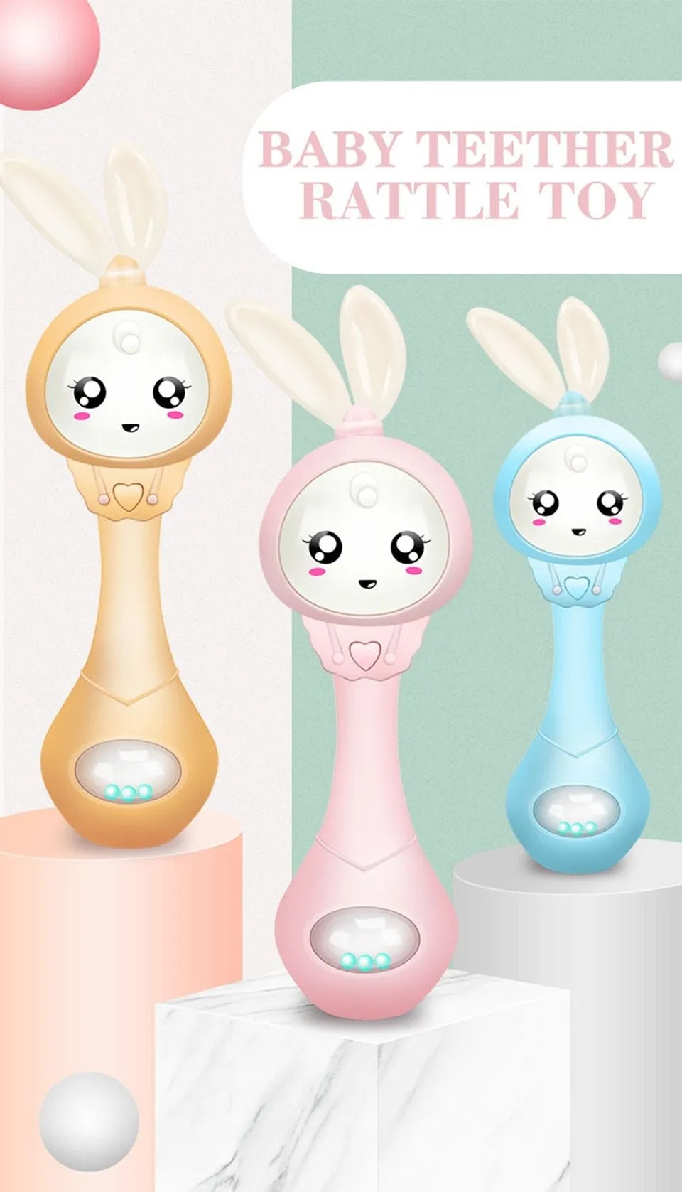Sound & Light Bunny Rattle