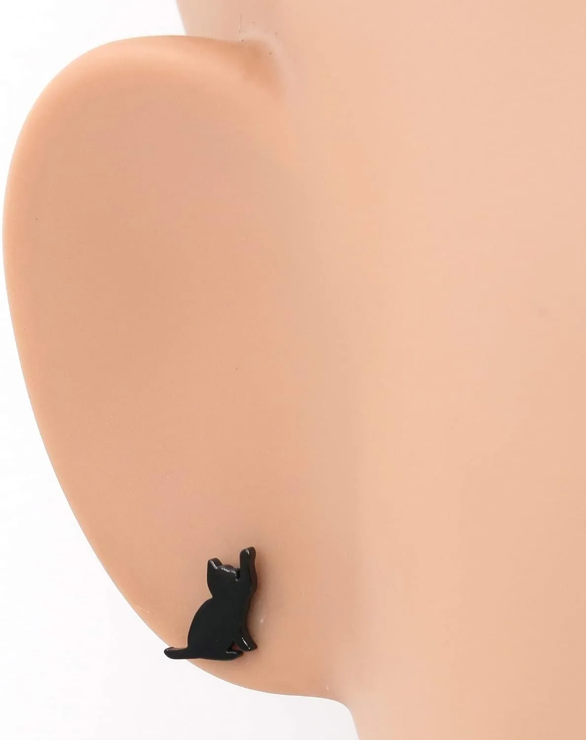Steelmeup Stainless Steel Cute Black Cat Silhouette Post Stud Earrings Play Sit Jump