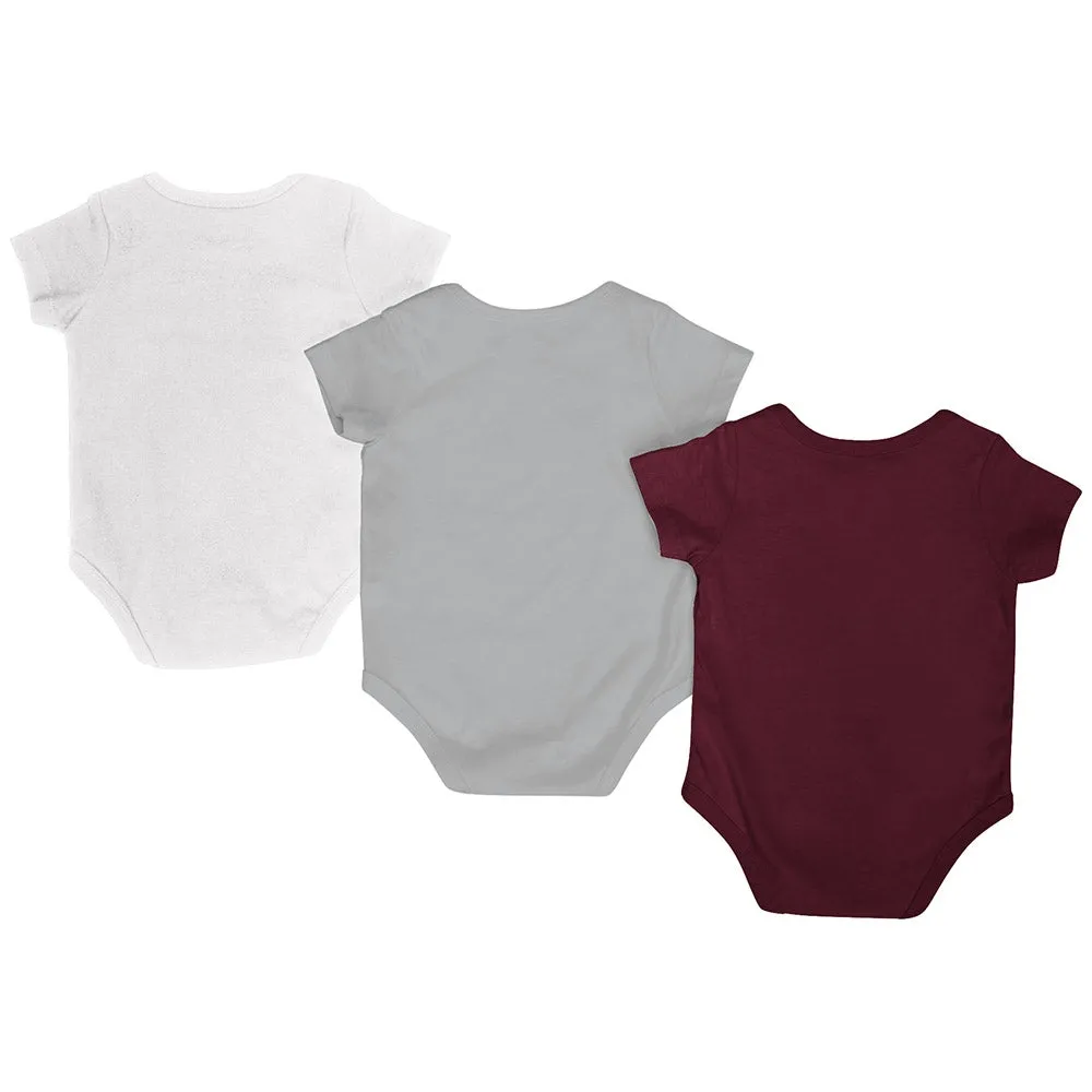 Texas A&M Aggies Colosseum Red White Gray Infant One Piece Outfits - 3 Pack