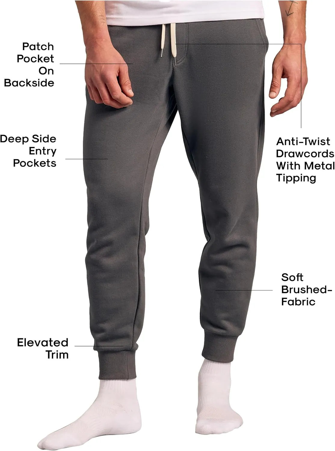 True Classic Joggers for Men - Premium Mens Joggers - Fleece or Active Fabric - Mens Sweat Pants, Athletic Pants for Men