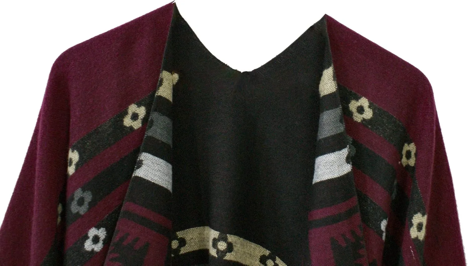 Urban CoCo Women's Printed Tassel Open front Poncho Cape Cardigan Wrap Shawl