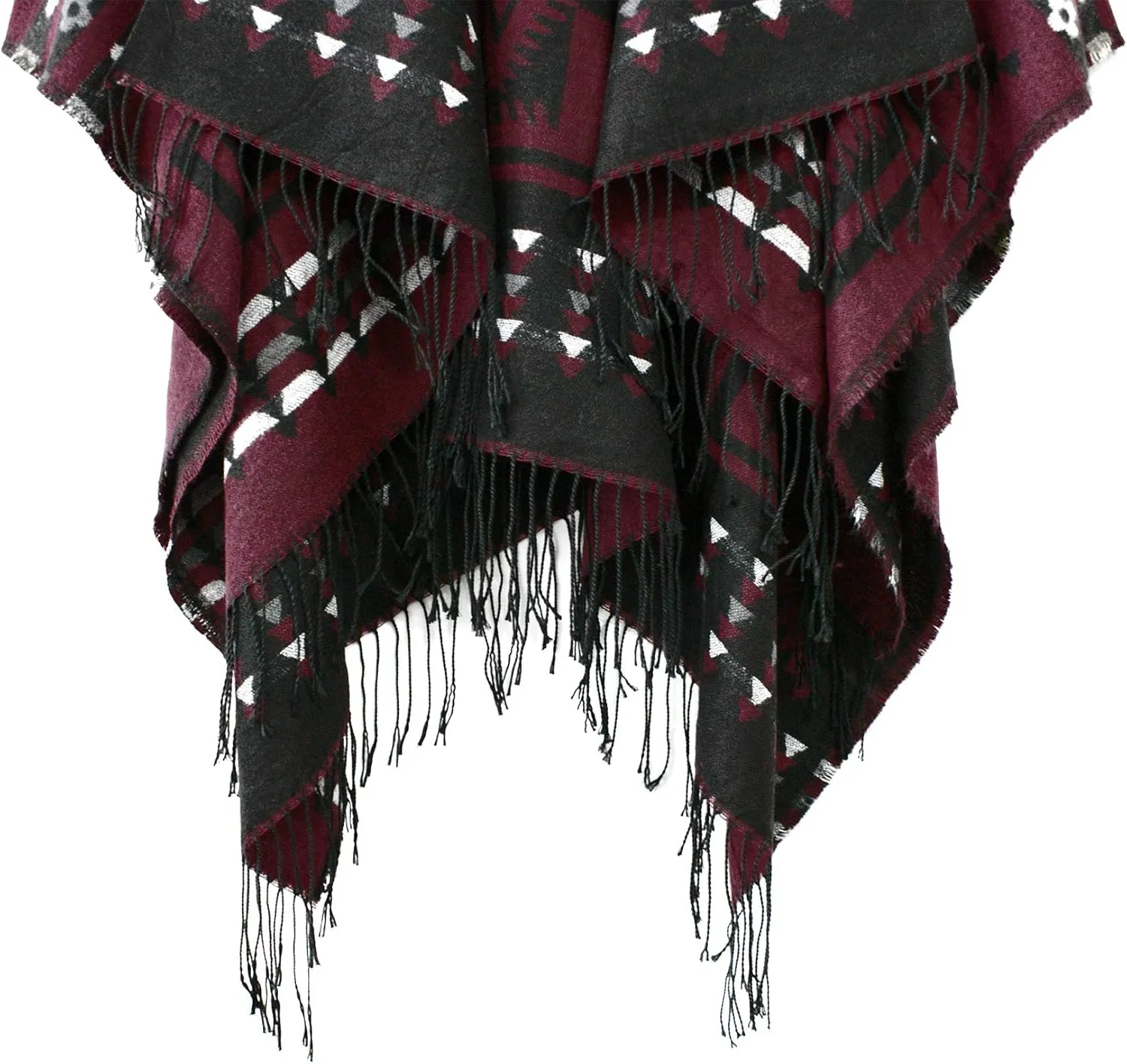Urban CoCo Women's Printed Tassel Open front Poncho Cape Cardigan Wrap Shawl