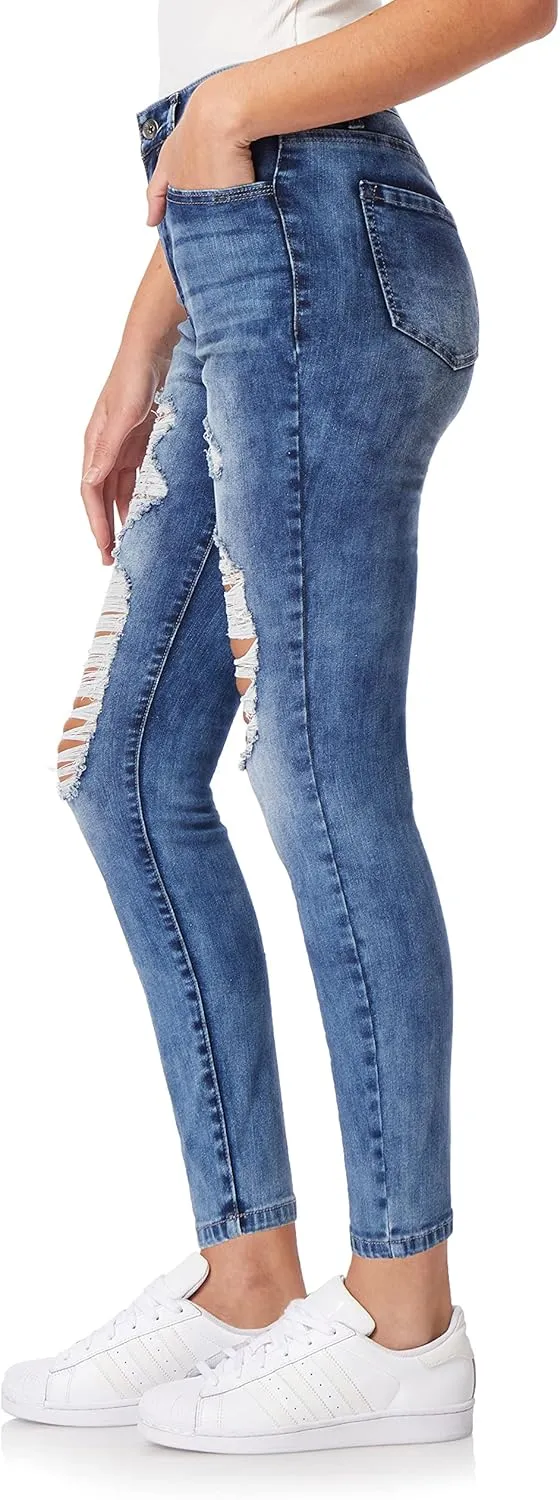 WallFlower Women's Fearless Curvy Ankle Denim Super High-Rise Insta Vintage Juniors Jeans (Standard and Plus)