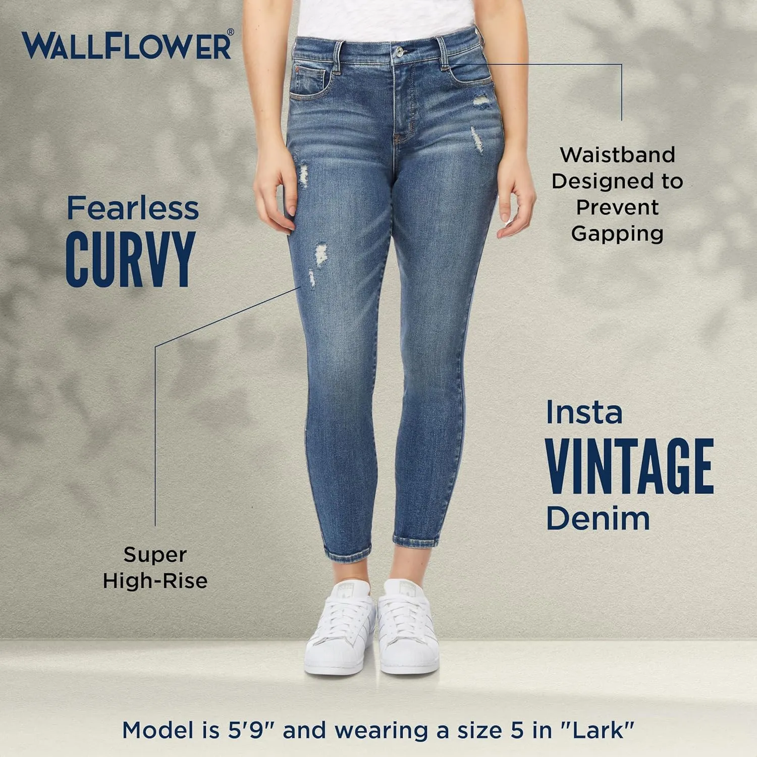 WallFlower Women's Fearless Curvy Ankle Denim Super High-Rise Insta Vintage Juniors Jeans (Standard and Plus)