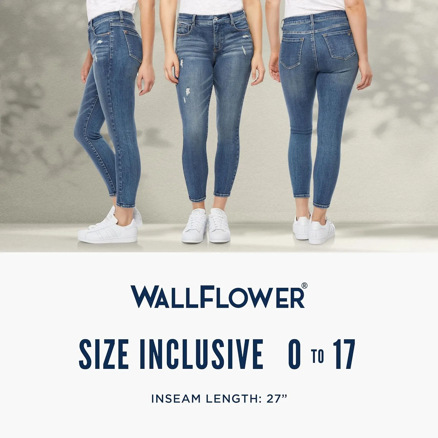 WallFlower Women's Fearless Curvy Ankle Denim Super High-Rise Insta Vintage Juniors Jeans (Standard and Plus)