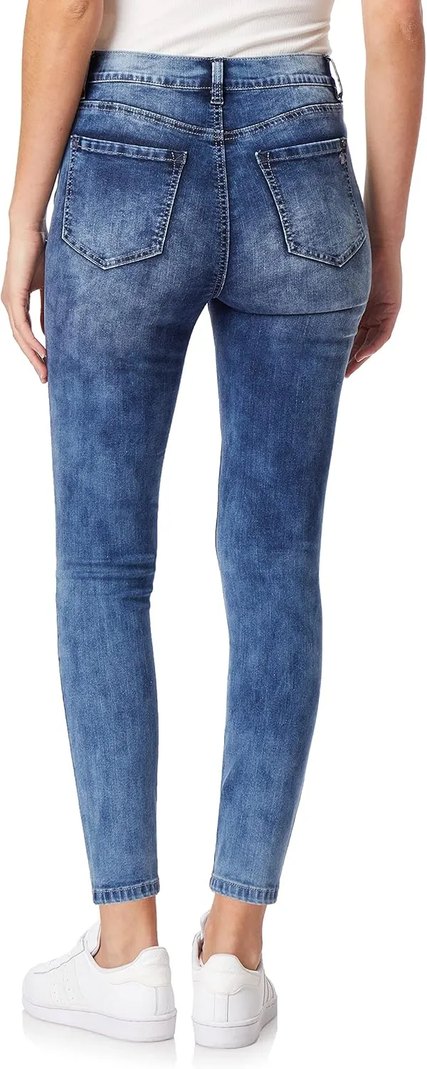 WallFlower Women's Fearless Curvy Ankle Denim Super High-Rise Insta Vintage Juniors Jeans (Standard and Plus)