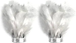 White Feather Slap Bracelet Cuffs Satin Turkey Feather Trim Bracelet Cuffs Carnival Feather Accessories Wedding Bridal Feather Wrist Cuff Christmas Party Costume, 1 Pair
