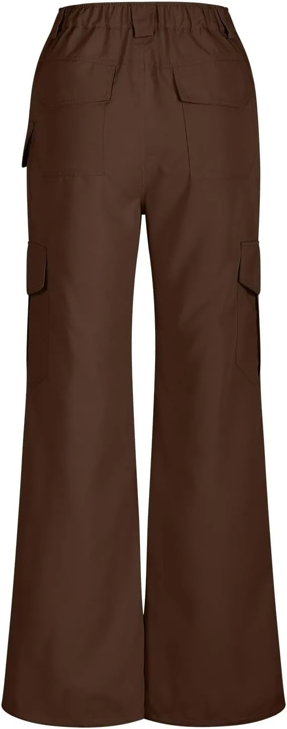 Womens High Waisted Wide Leg Lightweight Hiking Cargo Pants Casual Baggy Work Outdoor Trousers with Pockets