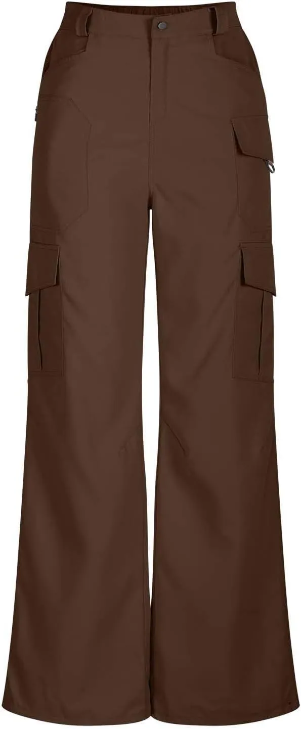 Womens High Waisted Wide Leg Lightweight Hiking Cargo Pants Casual Baggy Work Outdoor Trousers with Pockets