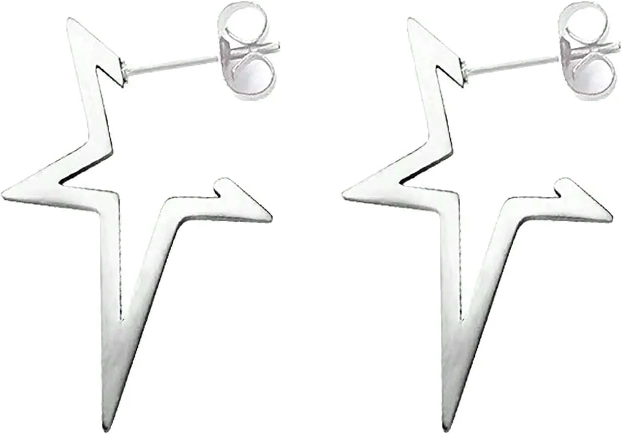Y2k Black Gothic Dangle Punk Halloween Earrings - Stainless Steel Star Spike Stud Earrings